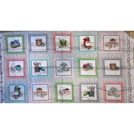 Maywood Studio HAPPINESS IS HOMEMADE Panel Quilt Fabric Vintage Kitchen Maywood 23" x 44"