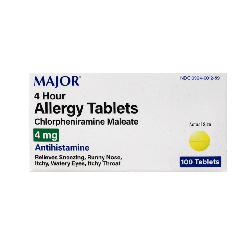 [6 Pack] Anti-Allergy Antihistamine Chlorpheniramine Maleate 4 Mg Generic for