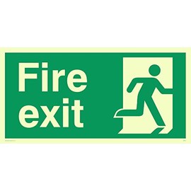 Viking Signs sb434-l32-p "FIRE EXIT Sign, Right No Arrow Semi-Rigid Photo Luminous Numbers Plastic, 150 mm H x 300 mm W