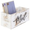 MyGift Mail Holder Storage Organizer Box Whitewashed Wood with MAIL
