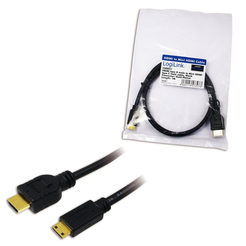 Logilink 1m HDMI to Mini HDMI Cable - Black
