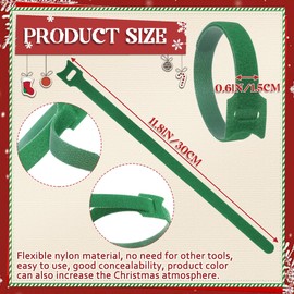 80 Pcs Christmas Garland Ties, Holiday Garland Twist Ties for Banister Christmas Decoration, Nylon Garden Plant Cable Straps, Decorative Christmas Tree Wreath Railings Stairways Ties Green