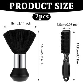 JJUNW 2 Pcs Neck Duster Barber Brush, Professional Barbers Soft Clipper Brush, Black Cutting Brush Barber Accessories Supplies for Remove Loose Hair Around Neckline And Ears After Haircut(type-2)