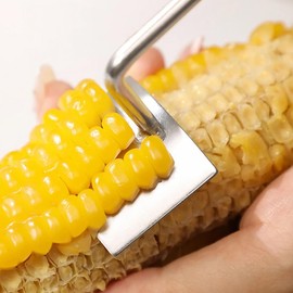 Collenatsy 2024 New Long Handle Stainless Steel Corn Stripping Tool, Corn on The Cob Remover,Corn Cob Stripper (2 PCS)