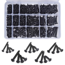 Gternity 542PCS #4#6#8#10#12 Phillips Head Screw Set Stainless Steel Wood Screws Assortment Kit, Assorted Sheet Metal Self Tapping Screws, 18-8(304) Stainless Steel (pan Black)