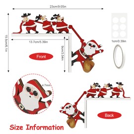 Tikplus Türrahmen Deko Weihnachten, Weihnachtsdeko Türrahmen mit Klebeband, Lustige Elch Weihnachtsmann Türecke Dekoration, Holz Weihnachtsecktürrahmen für Türen Fenster Wände Türdeko Weihnachten