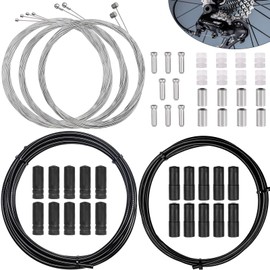 Taiss Universal Bicycle Brake Cable,Bike Shift Cable Housing Kit with O-Rings,End Caps for Bicycle Mountain Road Bike Repair（black）