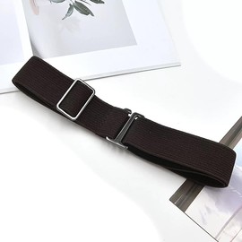 Pluzmecalm 1 Pcs Black No Show Invisible Stretch Belts Elastic Flat Buckle Waist Adjustable Size Nylon Fashion Utility Wide for Women Pants Dresses