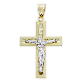 Charm America - Gold Two-Tone Classic Crucifix Charm - 10 Karat Solid Gold
