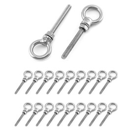 QWORK Threaded Eyebolts, 20 Pack 1/4" x 2" Long 304 Stainless Steel Marine Grade Shoulder Eye Bolt