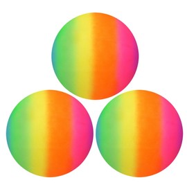 eMKay® Pack of 3 PVC Neon Rainbow Ball for Kids – 20cm Neon Playground Ball, Uninflated – Outdoor, Beach, Pool, Garden Use – Party Bag Filler