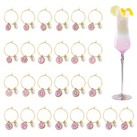 Gainspra 26 Pcs Wine Glass Charms Rings: Party Wine Glass Charms Reusable Drink Markers for Party Favors Decorations for Stem Glasses Christmas Valentines Wedding Birthday