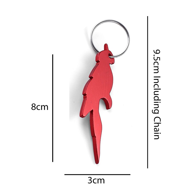 Komonee Parrot Red Bottle Opener Key Chain Metal Wildlife Bird