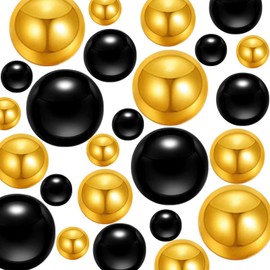 ORIKASO 300Pcs Vase Filler Black Brightgold No Hole Faux Pearl Beads for Vase Filling Decorations, Candle Centerpieces, Wedding Centerpieces, Home Party Decor (8/14/20mm)