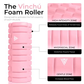 The Vinchu Foam Roller - Deep Tissue Massage Muscle Roller and Stretching Equipment for Sustainable Strength and Myofascial Trigger Point Release (Pink, L)