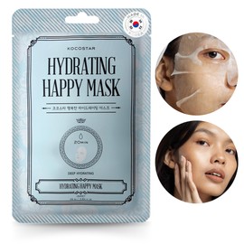 KOCOSTAR Hydrating Happy Mask - Feuchtigkeitsspendend Korean Face Mask, Sheet Mask - Gesichtsmaske Frauen mit Hyaluronsäure - Tuchmasken Gesicht ohne Ausspülen - Masken Beauty, Tuchmaske