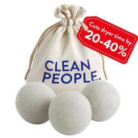 The Clean People 100% New Zealand Wool Dryer Balls - 3 Pack - for Laundry, Fabric Softening, Anti Static, No Lint, Odorless and Reusable