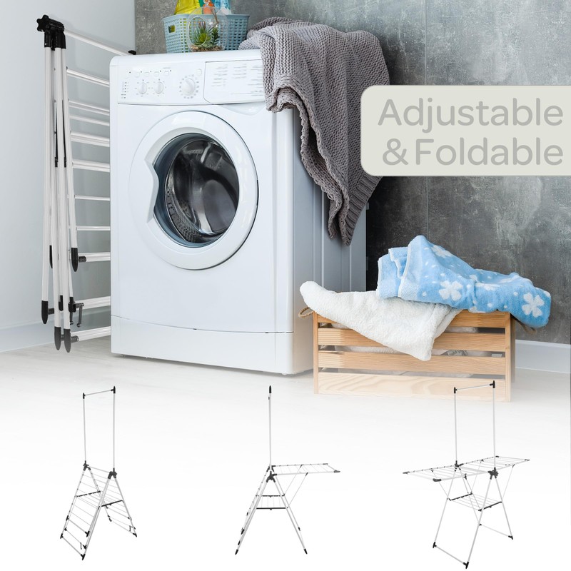 Home-Complete Clothes Drying Rack - 2-Level Laundry Drying Rack with