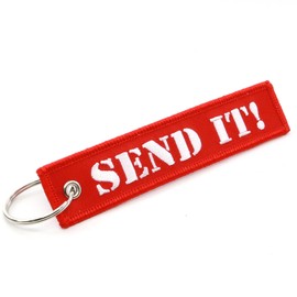 Rotary13B1 SEND IT! - Key Chain Jet Tag - Size 1 inch tall x 5 inches wide (Red)