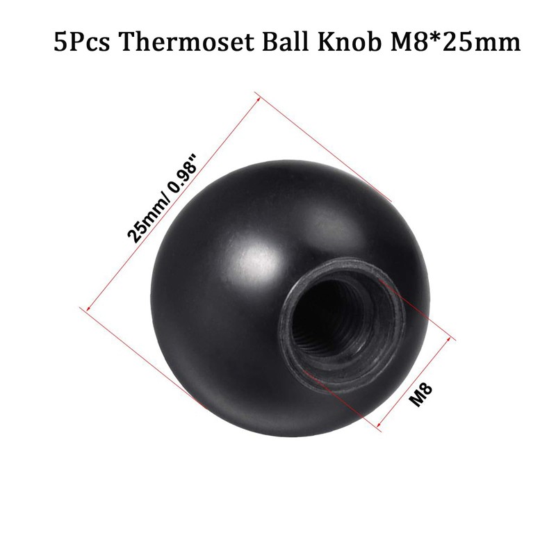 TA-VIGOR Thermoset Ball Knob M8 Female Thread, 25mm Diameter Thread