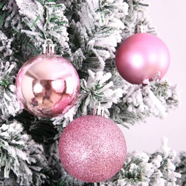 Emopeak Christmas Balls Ornaments 24Pcs, Shatterproof Xmas Balls Baubles Decor or Christmas Tree, Christmas Balls Hanging Holiday Wedding Party Decoration (Pink, 2.5"-6.2CM)