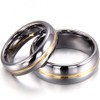 JewelryWe 8mm Two Tone Mens Gold Groove Inset Tungsten Carbide