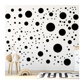 StickerDeen 500+ Assorted Polka Dot Circle Wall Stickers for Kids Bedroom Living Room, Classroom, Playroom Decor Removable Vinyl Wall Stickers Dots Wall Decals (Black)