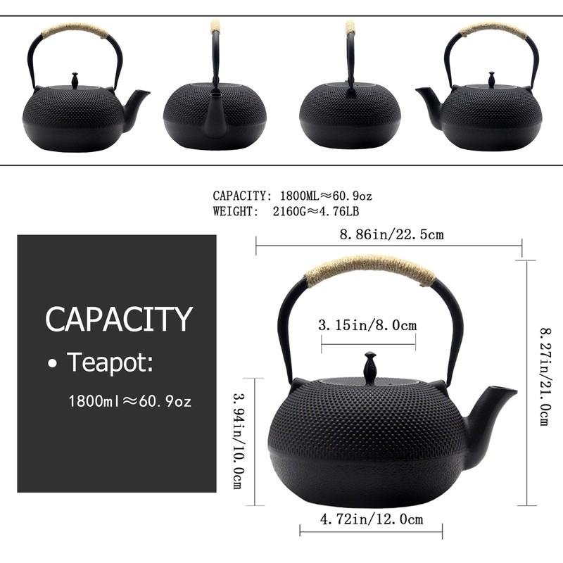 Big Cast Iron Teapot, Japanese Tetsubin Tea Kettle for Stovetop