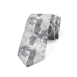 Ambesonne Necktie, Exotic Plantation Layout, 3.7", Dimgray White