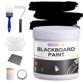 Chalkboard Paint Black Chalk Board Paint for Wall, Wood, Metal, Glass, Plaster Boards Sign, Frame or Any Surface, Use with Chalk Pen Wet Erase, Non-Toxic, Quick-Dry - 500g, 16Oz Cover 65 sf