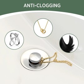 Hghgk Universal Bathroom Sink Stopper - 2 Pack Brushed Nickel Pop Up Drain Stopper ...