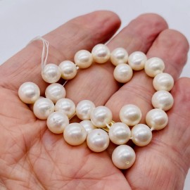 Unbranded Natural Creamy Satin Fresh Water Pearl 8 inch Strand | 8mm - 9mm | 25 Pearls }