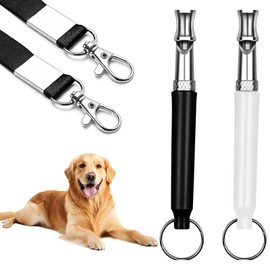 Pack of 2 Dog Whistles, Adjustable Dog Whistle, High Frequency Silent Whistle, Recall Metal Educational Aids, Dog Whistle, Recall, Dog Training Dog Whistle Against Barking, for Dog Training (Black