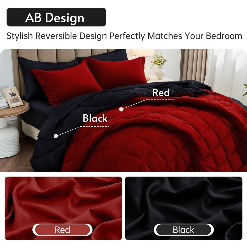MUXHOMO 5 Pieces Twin XL Comforter Set, Reversible Bed in