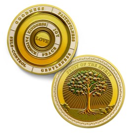 Fruit of The Spirit Christian Challenge Coin - Galatians 5:22-23 Jesus Religious Token - Art God Pocket Bible Verses Coins for Study - Good Luck Commemorative Gifts for Men Women Kids