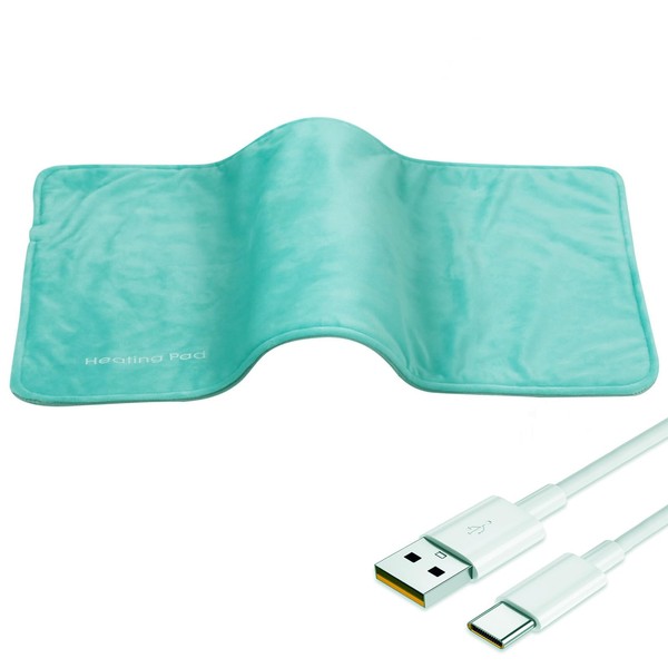 Portable USB Heating Pad 5 V, Washable Winter Heat Cushion Graphene Travel Blanket 30 x 60 cm Hand Foot Warmer Heat Blankets for Back, Neck, Shoulder and Cramp Relief Green