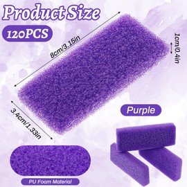 120 Pcs Disposable Pumice Stone for Feet, Purple Foot Scrubber Pads, Callus Remover and Dead Skin Exfoliator for Pedicure, Salon and Home Use