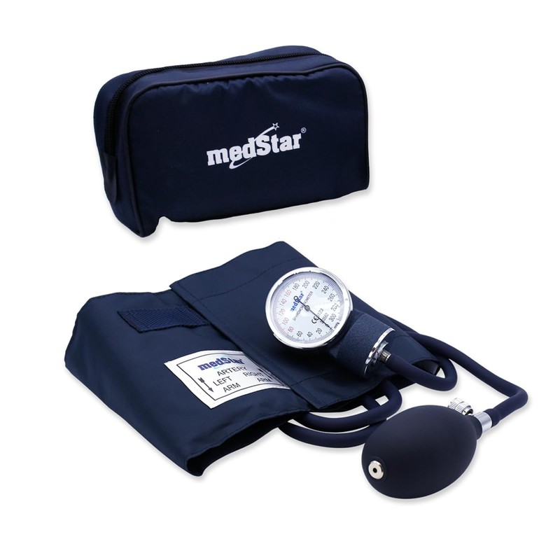 MEDSTAR | Esfigmomanómetro Aneroide de Aluminio para Adulto (Azul)