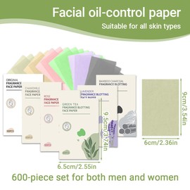 NHQZ 6 Stück Gesichts-Löschpapier Ölabsorbierende Blätter für Männer Frauen 600 Stück Gesichtsöl Blotting Paper, Gesicht Blotting-Papiere Face Oil Blotting Papers Öl-Löschpapie