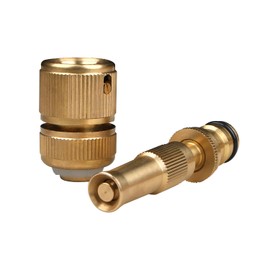 Aopin Brass Hose Nozzle With Connecting Conversion Head, Adjustable Twist Spray and Strong Water Column Flushing Hose Nozzle, 1 Pack