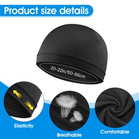 2 Pcs Silk Wave Cap Men Black Good Compression Over Durag for Men Silky Unisex Adults Women Soft Breathable Stain Cap Thick Hair Style Fit Running Hiking Racing Motorcycle Riding 9.84 × 6.30 Inches