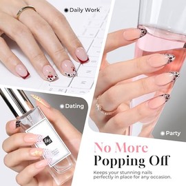 UNA GELLA - Gel adhesivo sólido para uñas 15ml. Requiere lámpara de curado. Lámpara UV/LED requerida. Súper fuerte. Adecuado para puntas de uñas posti