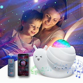 Mycket Starry Sky Projector Night Light, 4 in 1 Aurora Galaxy Projector Lights, Snails Children's Night Lights with Music Speaker/Remote Control/Timer, Bedroom Decoration, Children's Gifts