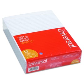 Universal 11000 Glue Top Writing Pads, Legal Rule, Letter, White, 50 Sheet Pads/Pack (Pack of 12)