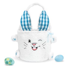 Yanghad Children's Easter Basket with Handle, Easter Basket, Easter Bunny, Easter Nest for Filling, Easter Nest Crafts Rabbit, Basket Easter (Blue)