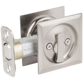 Kwikset 335SQT-15 Square Privacy Pocket Door Lock Satin Nickel Finish