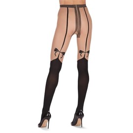 MeMoi Delicate Bow Back Opaque Tights Black Small/Medium