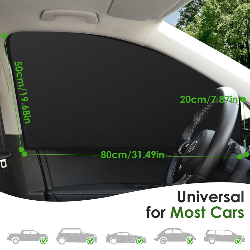 WD&CD Car Curtains, Set of 2, Magnet, Light Blocking, Easy