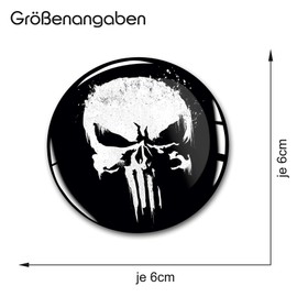 4 x Gel Sticker for Hub Caps, 60 mm Diameter, Rim Sticker for Rims, Emblem Doming for Car, Tuning Accessories, DM007 (No. 2 Punisher Black Glossy, Gel Sticker Set)