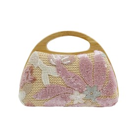 UMREN Women Sparkly Sequin Embroidered Flower Evening Handbag Straw Clutch Purse Top handle Formal Party Wedding Shoulder Bag